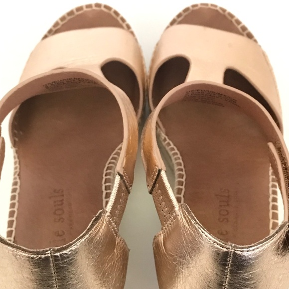 GENTLE SOULS Elyssa T-Strap Espadrille Wedge Sandals Rose Gold Women’s Size 9.5 - Picture 9 of 16